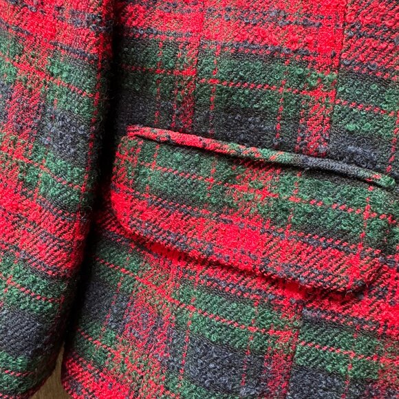 VINTAGE TALBOTS GREEN RED BLAZER SIZE 10 MADE IN USA - Picture 4 of 9